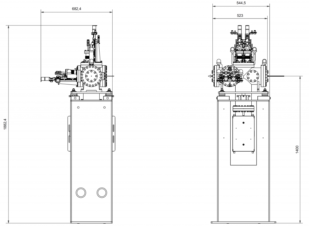 P390 - Outer dimensions WBS1 - White beam slits for soft X-ray synchrotron radiation at Beamline I21-IXS at Diamond Light Source, Didcot, United Kingdom - Bestec GmbH P390 - White beam slits for soft X-ray synchrotron radiation at Beamline I21-IXS at Diamond Light Source, Didcot, United Kingdom - Bestec GmbH