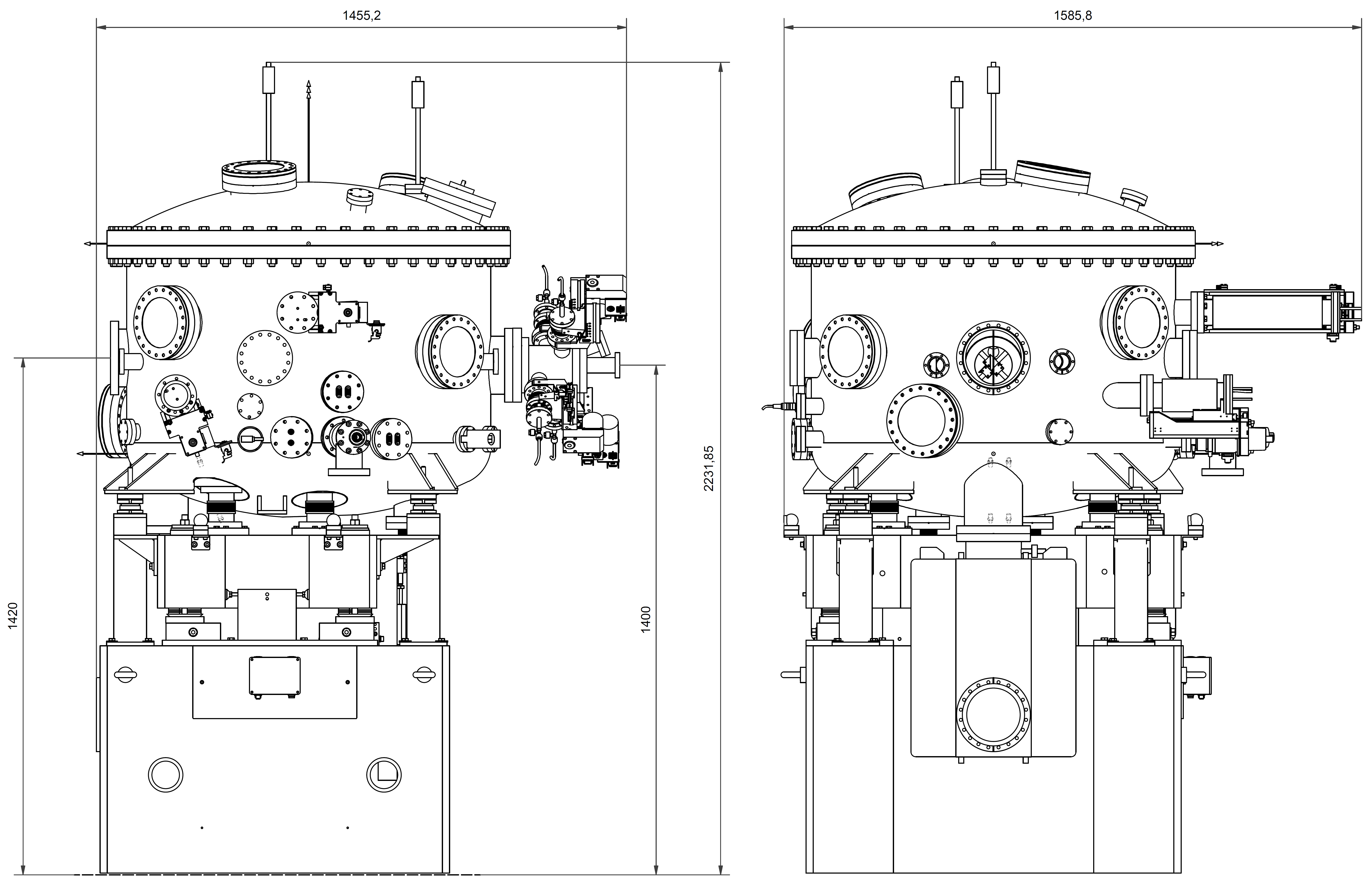 P402 - Outer dimensions - Plane grating monochromator (PGM) for soft X-ray synchrotron radiation at EMIL soft X-ray beamline at BESSY, Helmholtz-Zentrum Berlin, Germany - Bestec GmbH P402 - Outer dimensions - Plane grating monochromator (PGM) for soft X-ray synchrotron radiation at EMIL soft X-ray beamline at BESSY, Helmholtz-Zentrum Berlin, Germany - Bestec GmbH