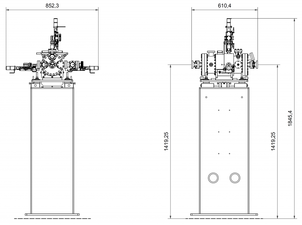 P424 Outer dimensions P424 - Outer dimensions - Exit slit unit for soft X-ray synchrotron radiation at SIX beamline at synchrotron radiation source NSLS-II, USA, 2015 - Bestec GmbH