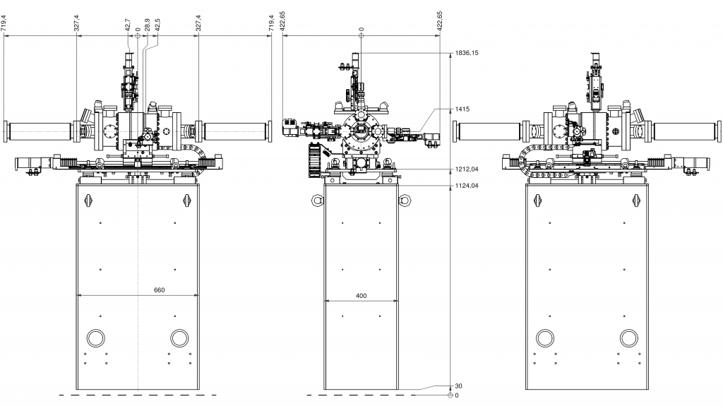 P398 Outer dimensions P398 - Outer dimensions - Exit slit unit for soft X-ray synchrotron radiation at Beamline I21-IXS at Diamond Light Source, Didcot, United Kingdom - Bestec GmbH