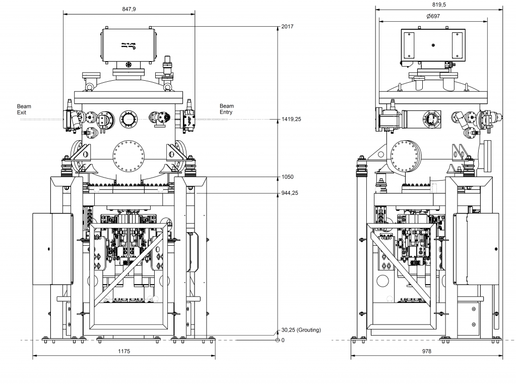P429 - Outer dimensions -P429 - Mirror unit (M3) for soft X-ray synchrotron radiation at SIX beamline at the synchrotron radiation source NSLS-II, USA P429 - Outer dimensions - P429 - Mirror unit (M3) for soft X-ray synchrotron radiation at SIX beamline at the synchrotron radiation source NSLS-II, USA