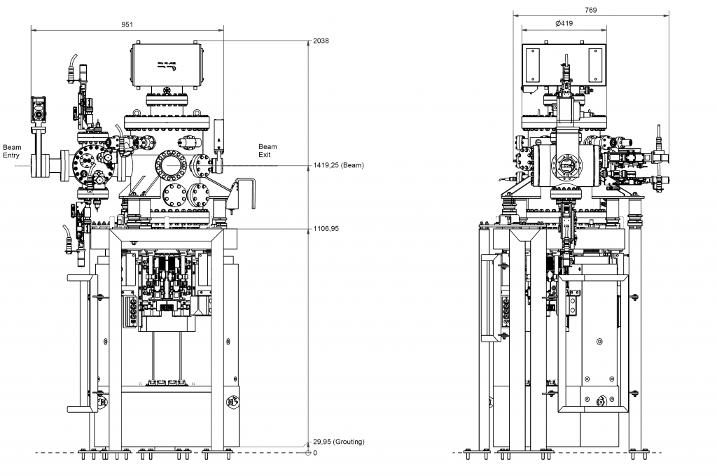 P438 Outer dimensions_2 P438 - Outer dimensions - Mirror unit (M4) for soft X-ray synchrotron radiation, SIX beamline at the synchrotron radiation source NSLS-II, USA - Bestec GmbH