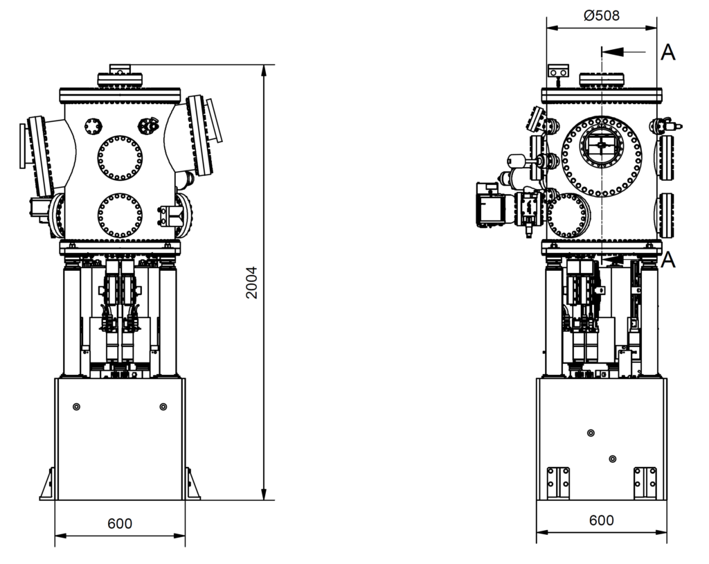 P477 Outer dimensions - Mirror unit for VUV radiation P477 - Outer dimensions - Mirror unit for VUV radiation based on constant-strut-length hexapod mechanism at NIM beamline at Metrology Light Source, National Metrology Institute (PTB), Germany